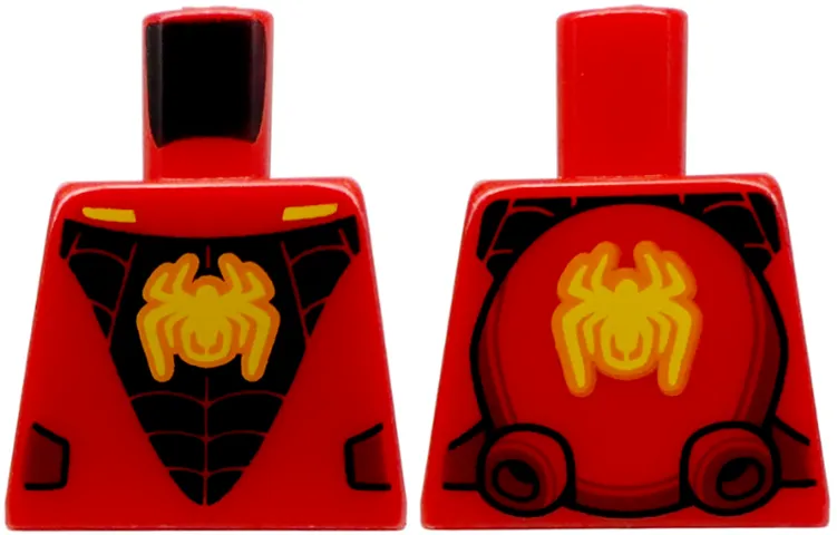 Torso Yellow Spider on Black Panel with Web, Dark Red Side Panels Pattern (Miles Morales)