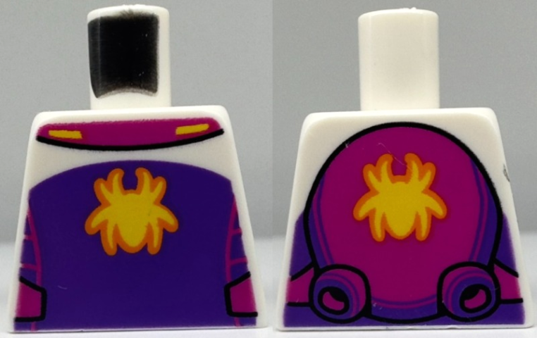 Torso Yellow Spider on Dark Purple Panel with Magenta Web and Side Panels Pattern