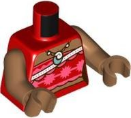 Torso Strapless Top with Coral Shapes, White Strap, Heart of Te Fiti Necklace, Belt Pattern / Medium Nougat Arms / Medium Nougat Hands