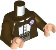 Torso Jacket and Bow Tie, White Shirt, Dark Tan Pants, Belt with Silver Buckle, Medium Lavender Grape Soda Cap Pattern / Dark Brown Arms / Light Nougat Hands