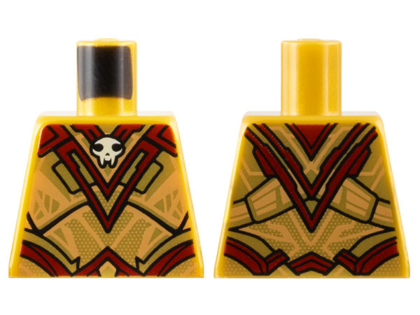 Torso Armor with Dark Red Panels and Trim and White Skull at Neck Pattern