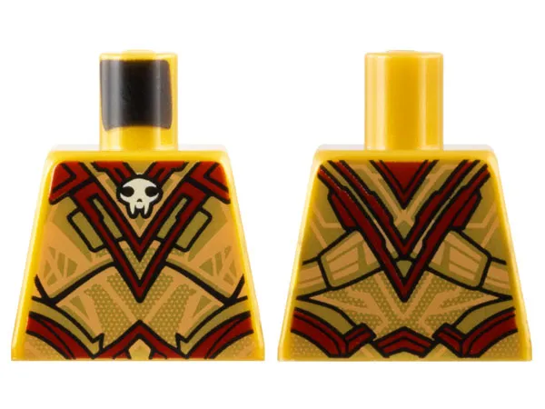 Torso Armor with Dark Red Panels and Trim and White Skull at Neck Pattern