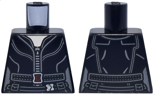 Torso Female Suit with Silver Zipper, Dark Bluish Gray Belt with Dark Red Buckle, Light Nougat Neck Pattern