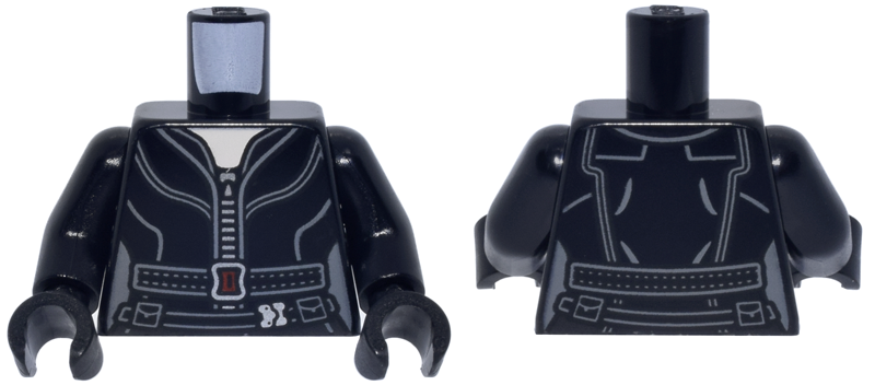 Torso Female Suit with Silver Zipper, Dark Bluish Gray Belt with Dark Red Buckle, Light Nougat Neck Pattern / Black Arms / Black Hands