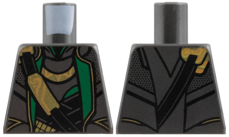 Torso Suit with Green Lapels, Black Shirt and Shoulder Belt with Gold Clasps Pattern