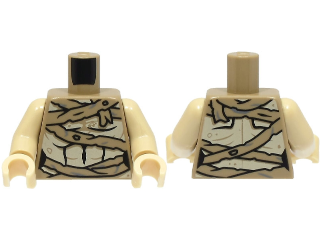 Torso Female Mummy Wrappings over Tan Torso Pattern / Tan Arms / Tan Hands