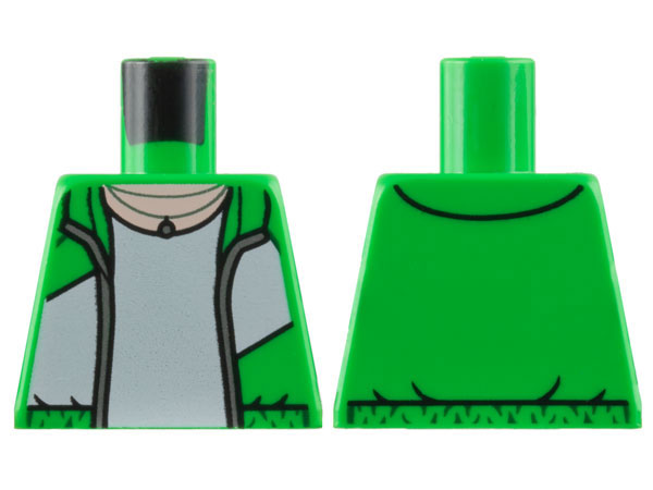 Torso Open Jacket with White Wide Diagonal Stripe, Silver Zipper, T-Shirt, Light Nougat Neck Pattern