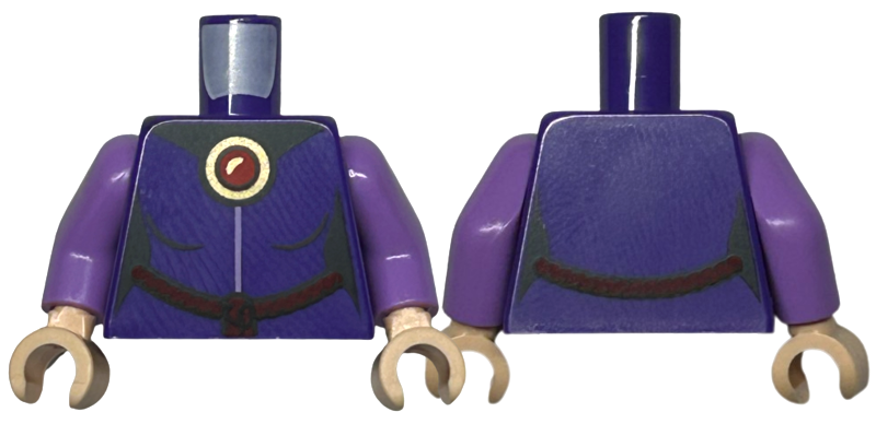 Torso Female Dress with Gold and Red Medallion and Dark Red Rope Pattern / Medium Lavender Arms / Light Nougat Hands