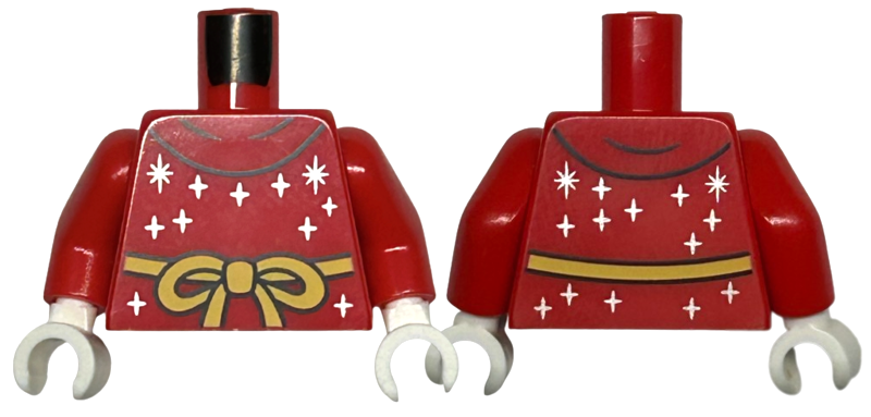 Torso Robe with Silver Sparkles and Yellow Bow Pattern / Red Arms / White Hands