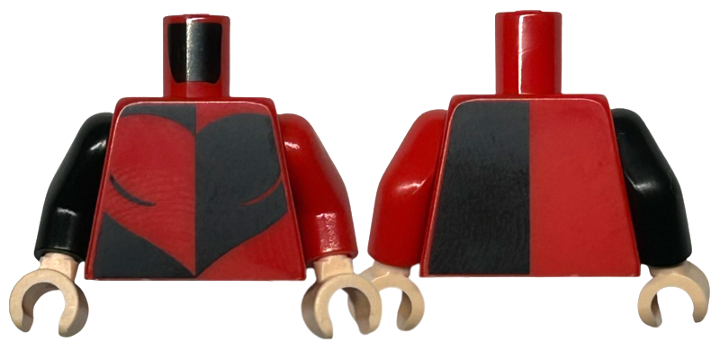 Torso with Black Half Heart and Sections Pattern / Red Arm Left / Black Arm Right / Light Nougat Hands