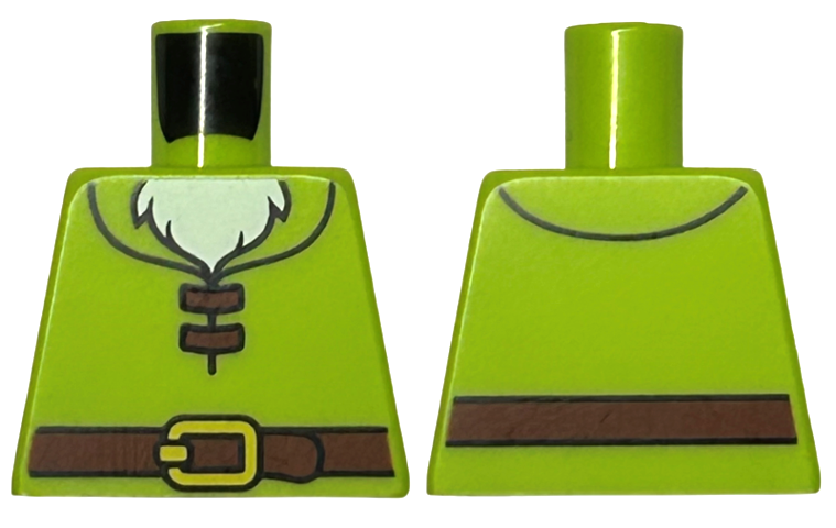 Torso Shirt with Reddish Brown Belt with Yellow Buckle, White Beard Pattern