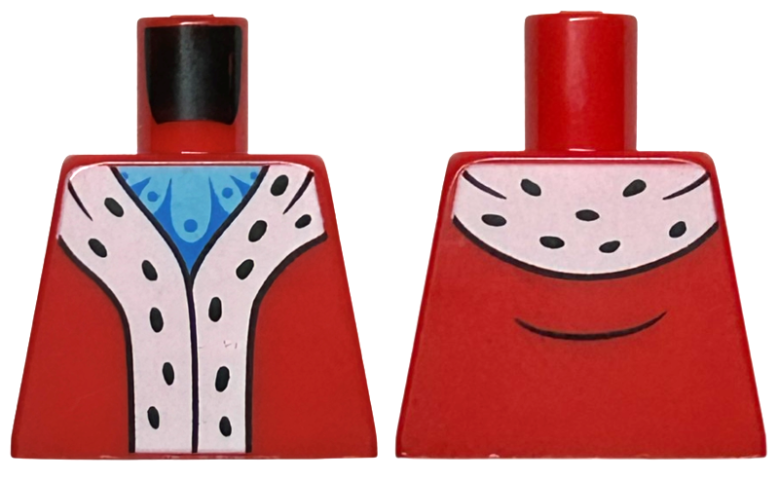 Torso Coat with White Trim with Black Spots, Medium Azure and Blue Shirt Pattern