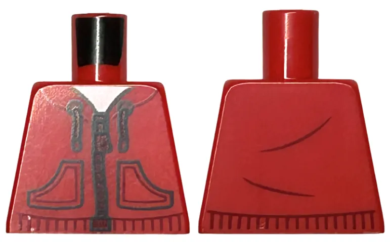 Torso Hoodie with Pockets, Dark Red Zipper and Trim over White Shirt Pattern