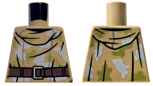 Torso Hooded Shirt Camouflage with Lime and Light Bluish Gray Spots and Dark Brown Belt Pattern