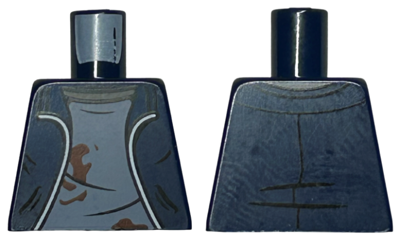 Torso Jacket with Silver Trim, Sand Blue Shirt, Reddish Brown Dirt Stains Pattern