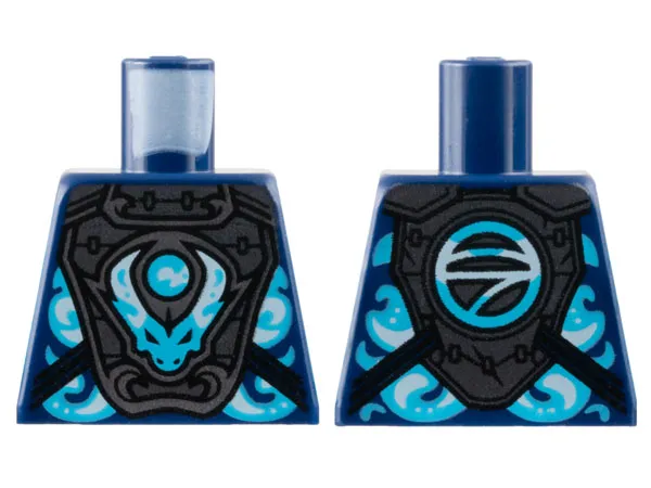 Torso Pearl Dark Gray Breastplate, Medium Azure Dragon Head and Orb, Logogram 'N' on Back Pattern