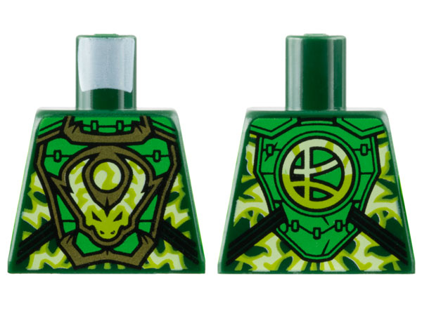 Torso Armor Breastplate, Lime Electricity, Dragon Head and Orb, Logogram 'L' on Back Pattern