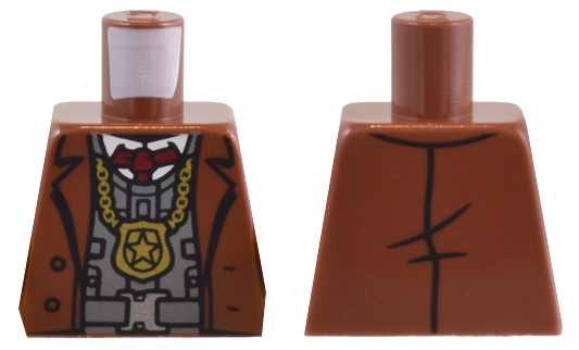 Torso Suit Jacket, Dark Bluish Gray Vest, Dark Red Tie, and Gold Police Badge on Chain Pattern