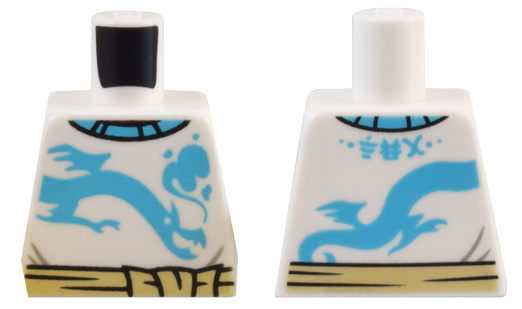 Torso Medium Azure Collar, Dragon, Smoke, and Ninjago Logogram 'TEA' and Tan Belt Pattern