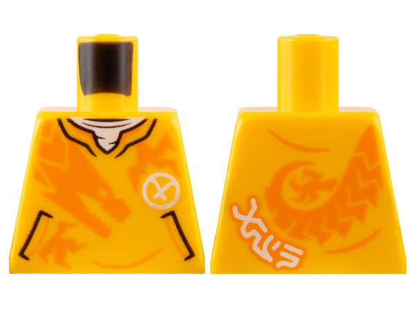 Torso Shirt with Pockets, Orange Dragon, White Ninjago Logogram Letter A and 'ARIN' Pattern