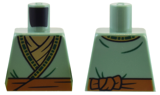 Torso Robe with Dark Green and Gold Trim and Dark Orange Belt over Dark Tan Shirt Pattern