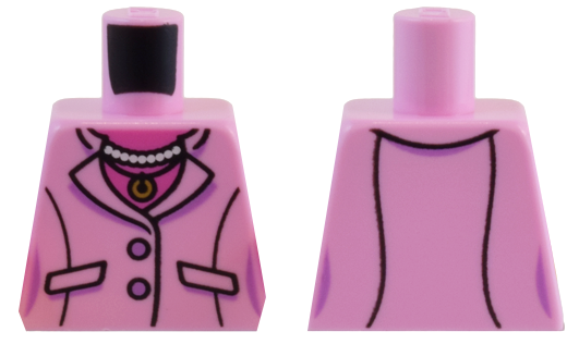 Torso Female Suit Jacket over Dark Pink Shirt, White Pearl Necklace, and Gold Pendant Pattern