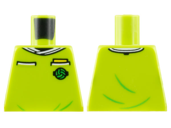 Torso Soccer Referee Uniform, White Collar, Yellow Card in Pocket, Soccer Ball on Brick Logo Pattern