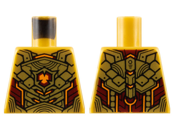 Torso Armor with Gold and Dark Red Plates and Orange Highlights Pattern
