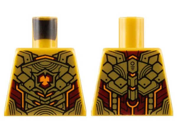 Torso Armor with Gold and Dark Red Plates and Orange Highlights Pattern