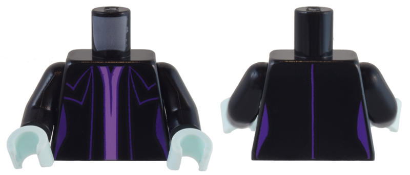 Torso Female Dress with Dark Purple and Medium Lavender Trim and Seams Pattern / Black Arms / Light Aqua Hands