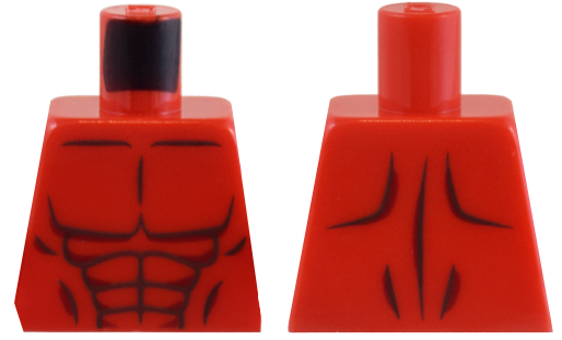 Torso Bare Chest with Pearl Dark Gray and Dark Red Muscles Outline Pattern