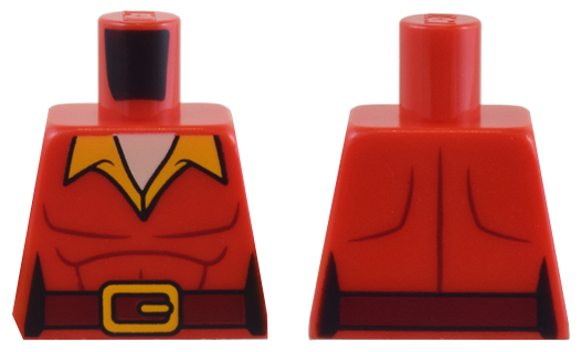 Torso Shirt with Bright Light Orange Collar, Dark Red Belt and Muscles Outline Pattern