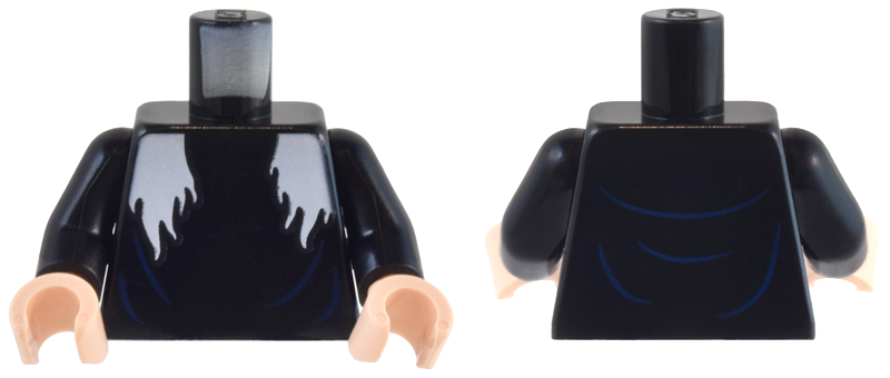 Torso Long White Hair Ends and Dark Blue Folds Pattern / Black Arms / Light Nougat Hands