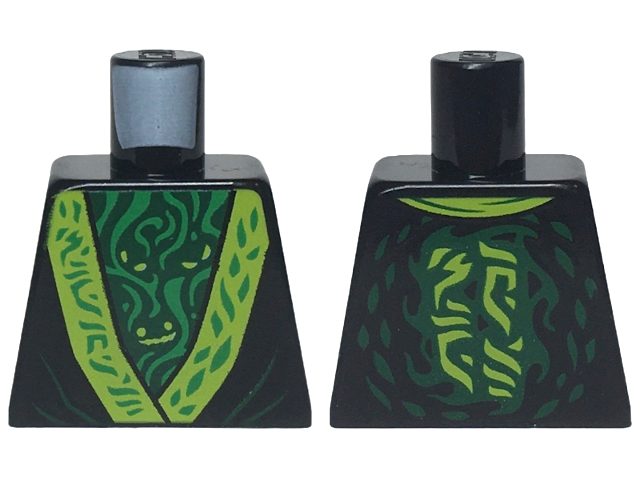 Torso Robe with Lime Trim over Dark Green Undershirt with Spirit Eyes and Green Wisps Pattern