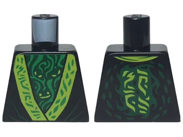 Torso Robe with Lime Trim over Dark Green Undershirt with Spirit Eyes and Green Wisps Pattern