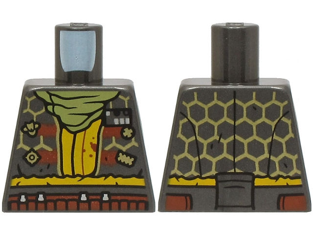 Torso Coat with Gold Hexagons, Bright Light Orange Shirt, Olive Green Bandana, Reddish Brown Belt Pattern