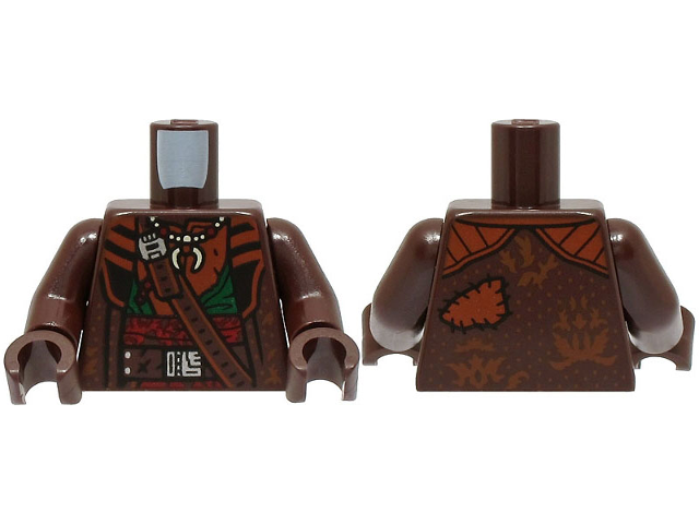 Torso Coat with Reddish Brown Lapels, Belt with Silver Buckle, Necklace, Dark Green Shirt, Dark Red Sash Pattern / Dark Brown Arms / Dark Brown Hands