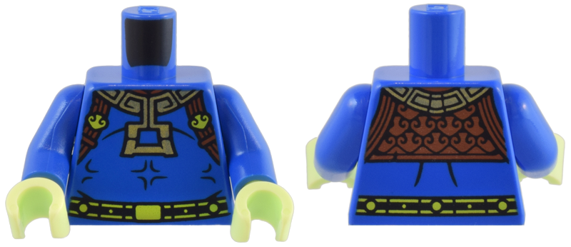 Torso Robe with Ornate Reddish Brown and Gold Top, Black and Lime Belt Pattern / Blue Arms / Yellowish Green Hands