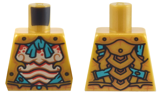 Torso Armor, Dark Turquoise Tie and Straps, Red and Tan Scales Pattern