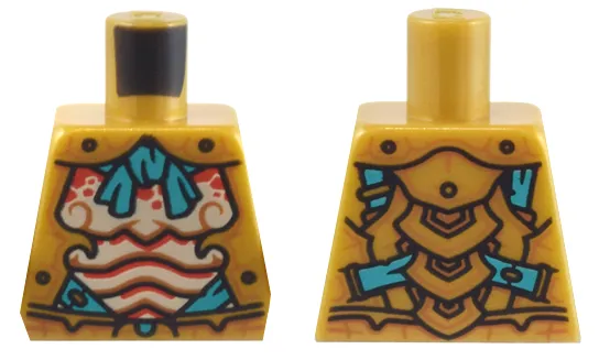 Torso Armor, Dark Turquoise Tie and Straps, Red and Tan Scales Pattern