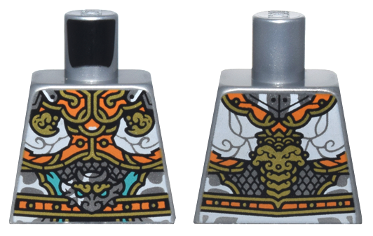 Torso Armor with Orange and Gold Plates, White Clouds, and Silver Dragon Head Pattern