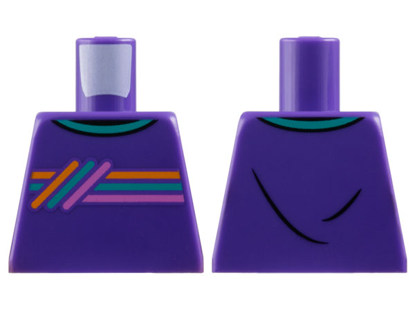 Torso Shirt with Orange, Dark Turquoise, and Dark Pink Stripes Pattern