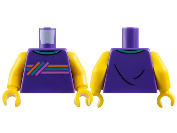 Torso Shirt with Orange, Dark Turquoise, and Dark Pink Stripes Pattern / Yellow Arms / Yellow Hands