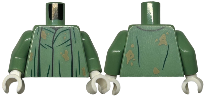 Torso Robe with Black Fold Lines and Dark Tan Dirt Stains Pattern / Sand Green Arms / White Hands