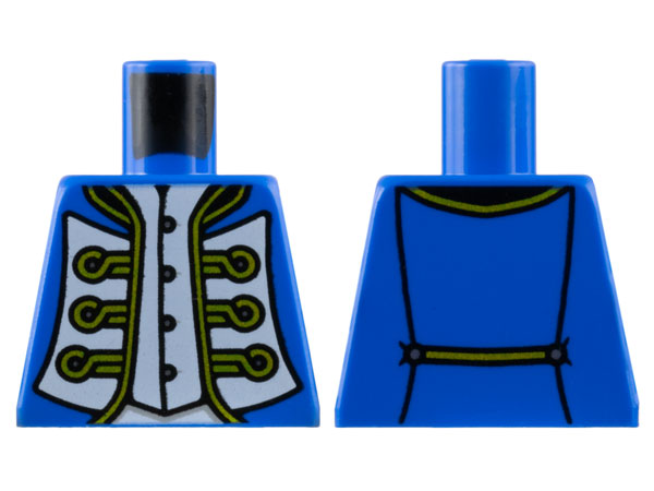 Torso Pirate Imperial Governor Coat with White Panels and Black and Gold Trim over Vest with Buttons Pattern