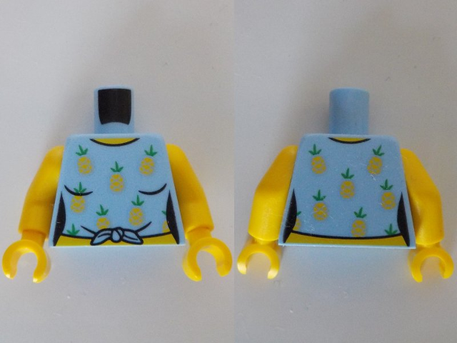 Torso Female Knotted Shirt with Pineapples, Yellow Neck and Stomach Pattern / Yellow Arms / Yellow Hands
