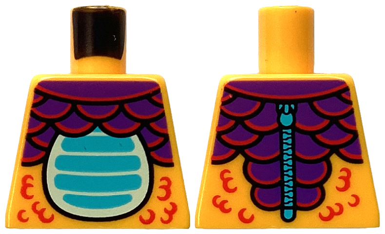 Torso Dragon Costume, Dark Purple and Red Scales, Medium Blue Stomach, Light Bluish Gray Zipper on Back Pattern