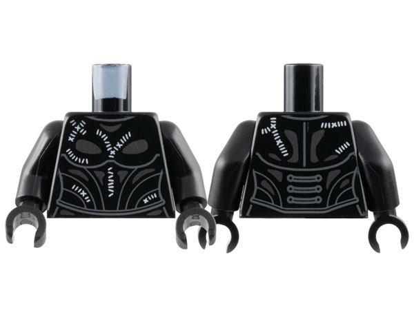 Torso Female Catsuit, White Stitching, Light Bluish Gray Contours, Dark Silver Trim Pattern / Black Arms / Black Hands