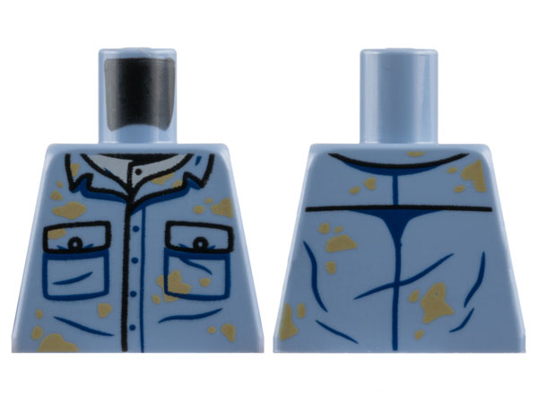 Torso Shirt with 2 Pockets with Black Buttons Outline, Dark Tan Dirt Stains Pattern