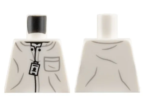 Torso Lab Uniform Top with Light Bluish Gray Pocket and Folds, Black Buttons and ID Badge Pattern